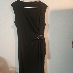 Women's J. Peterson Sleeveless Ruffle Front Black & White Tie Shirt Dress 16